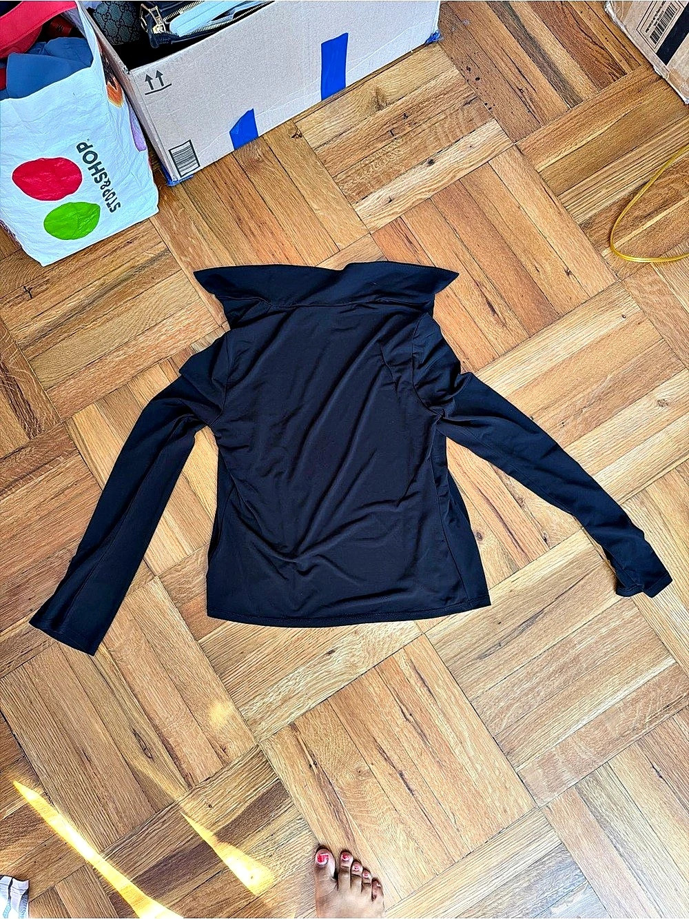 Black Ruched Button Front Top - Picture 4 of 4